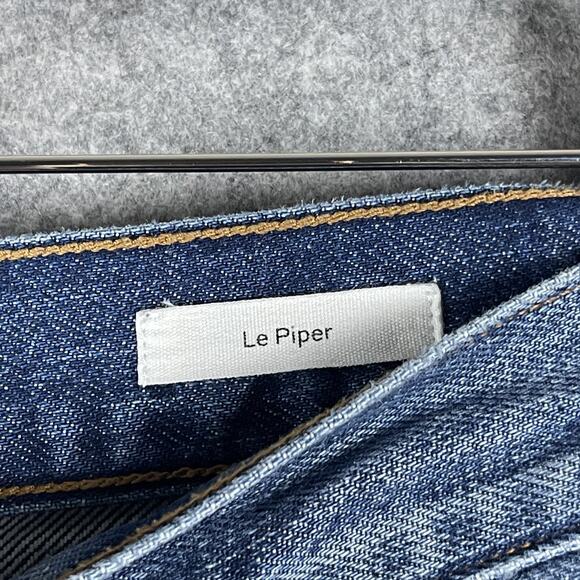 Frame Le Piper Jeans Womens 26 Blue Sky Cropped Mid Rise Rigid Cotton Distressed - Picture 6 of 16